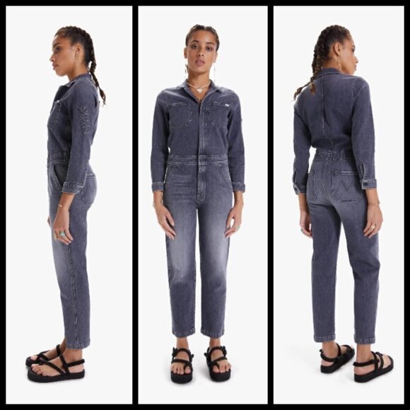 💕MOTHER💕 Half Spring Take-Off Ankle Jumpsuit Stitching in The Dark Gray Small - Picture 1 of 17